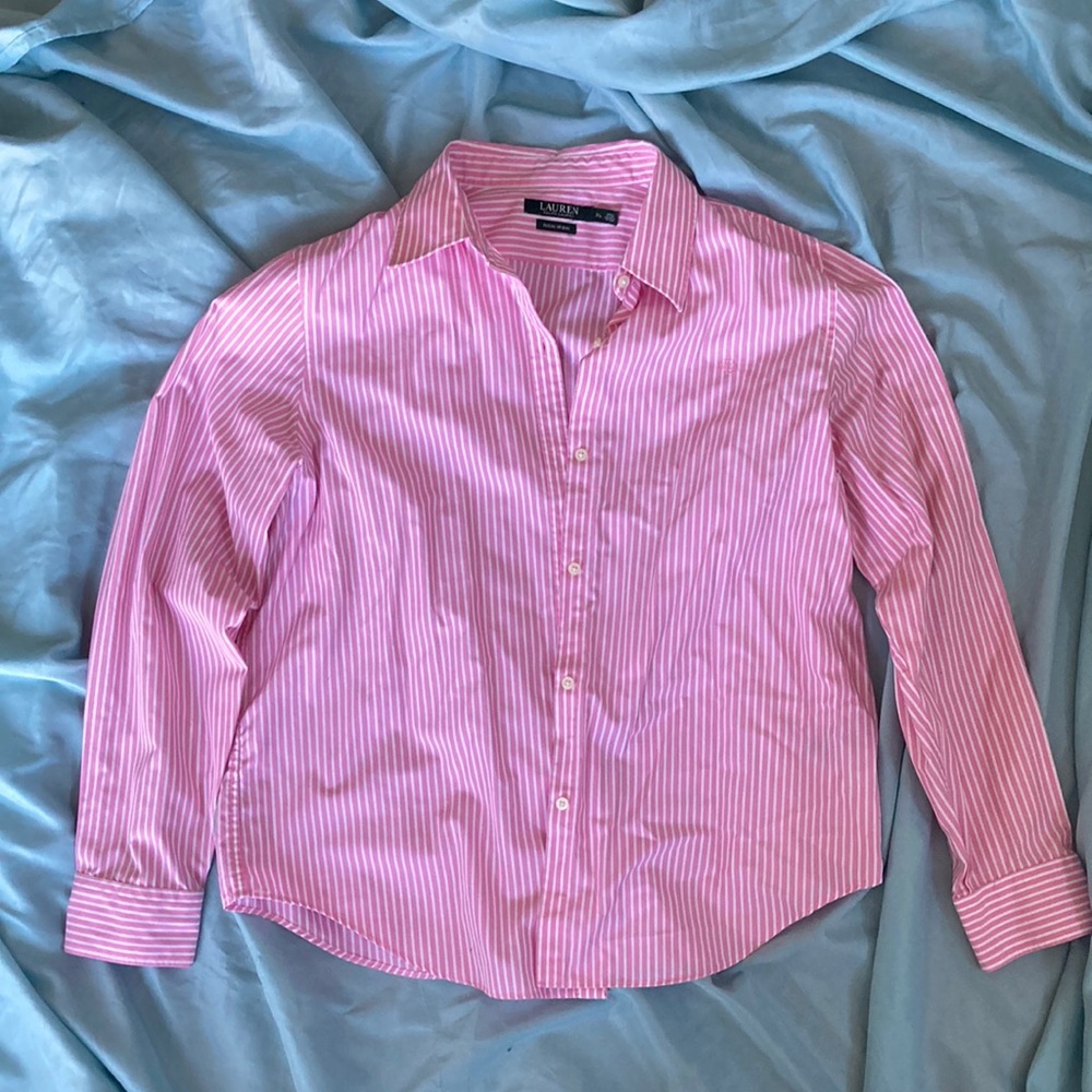 Pink & white button down